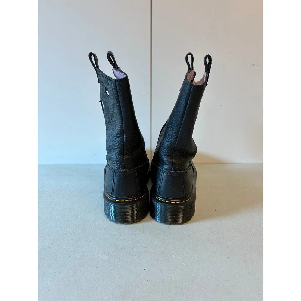 Dr. Martens Kids Bex Heart P-O Boot J Black Leather Pink Hearts Size 3 US 2 UK